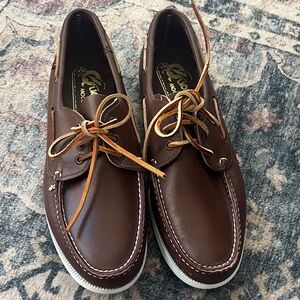 Quoddy Dark Brown Leather Boat Shoes Sz 10.5 EUC